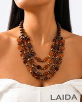 Multi- Layered Brown Wooden Bead Necklace