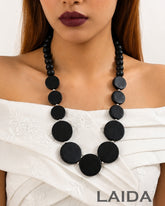 Single - Layered Black Chic Wooden Necklace