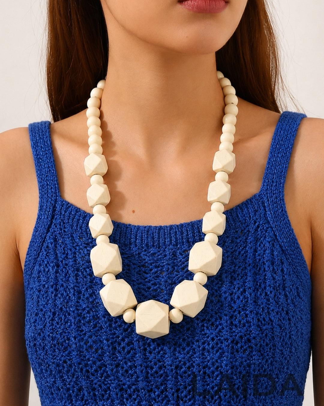 White Wooden Statement Necklace