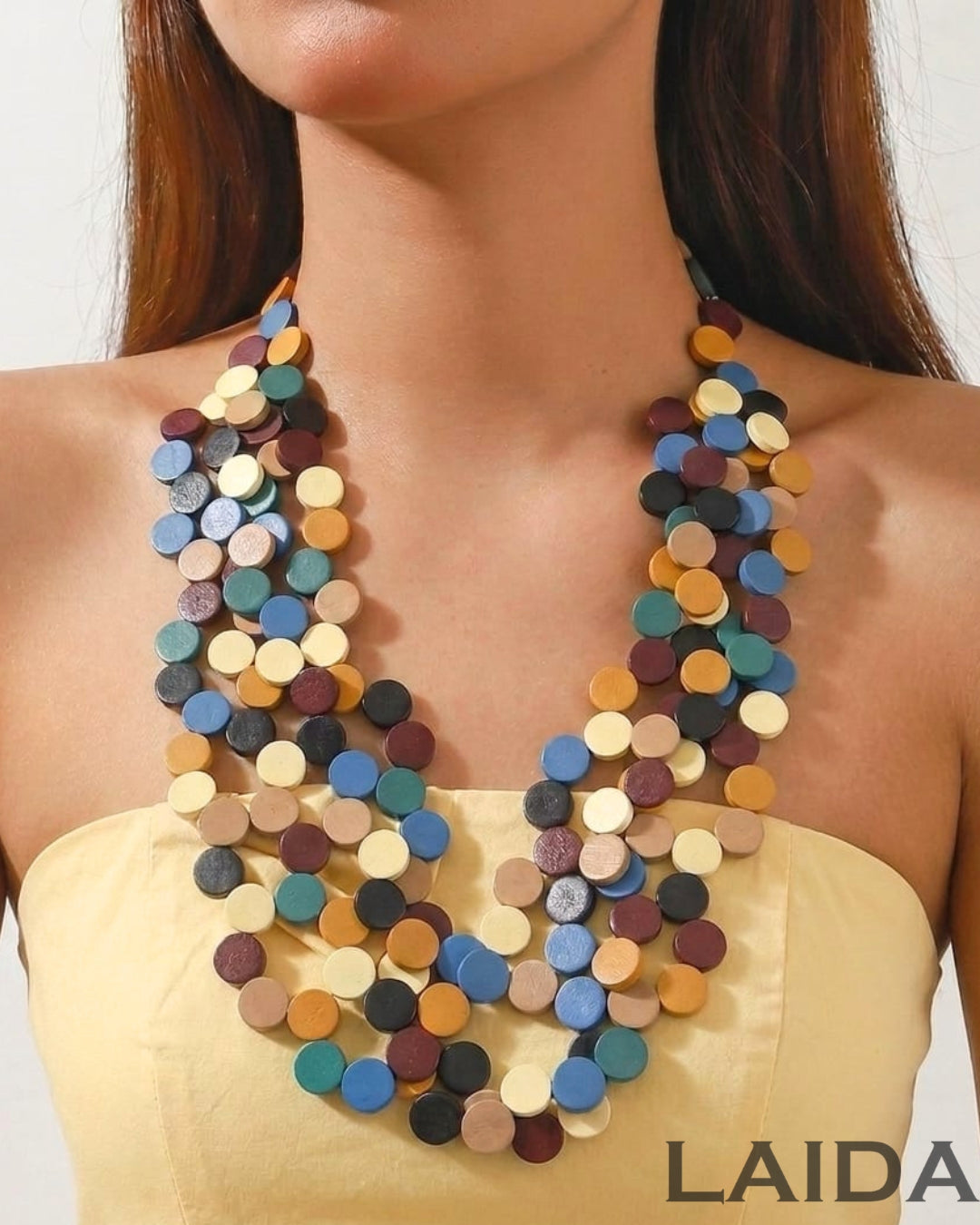 Multi- Layered Wooden Necklace