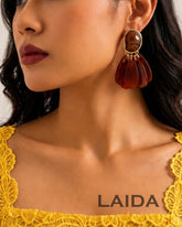 Brown Resin Stone Drop Earrings