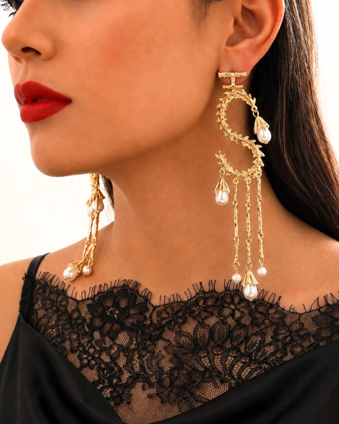 Golden Dollar Pearl Bloom Drop Earrings
