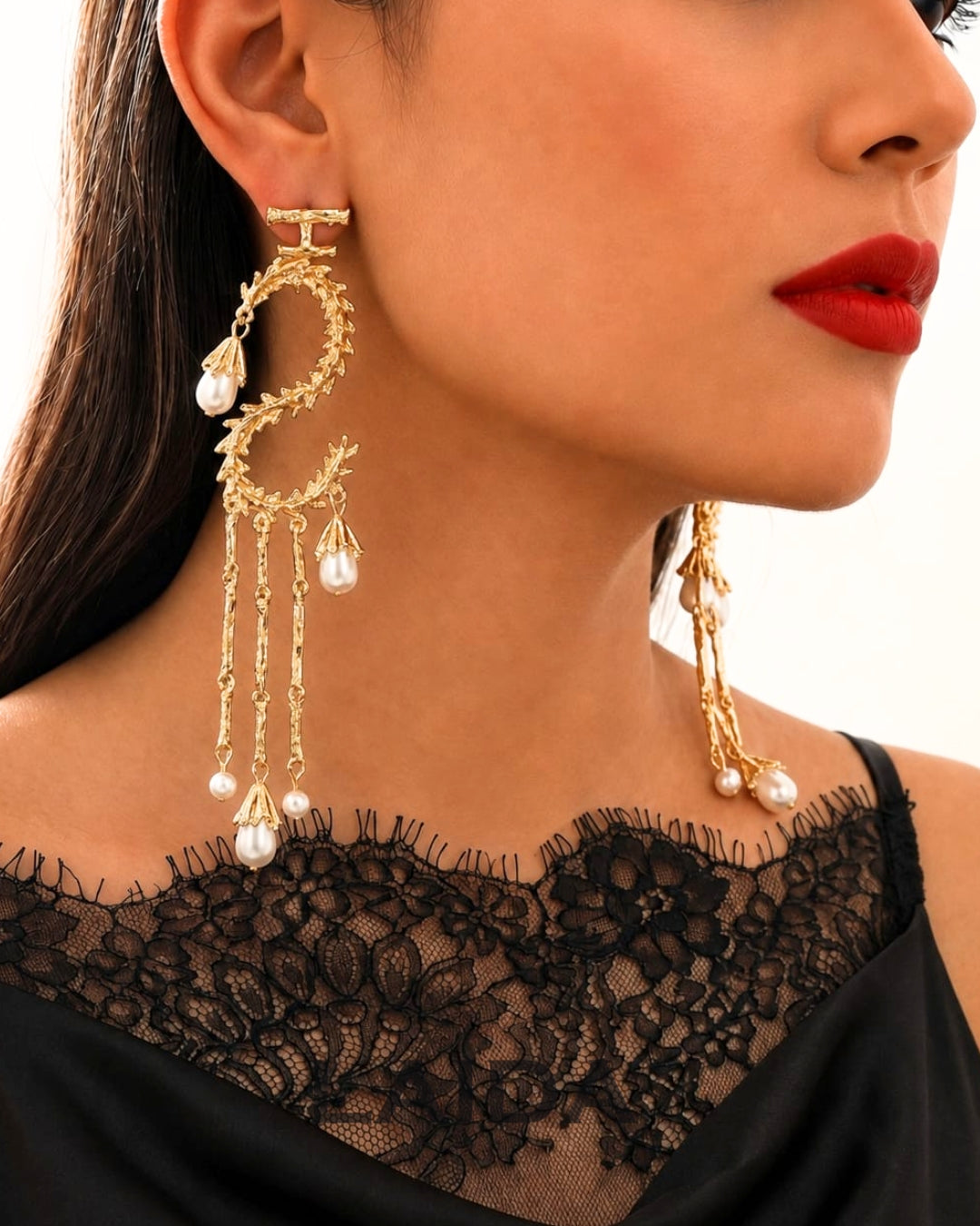 Golden Dollar Pearl Bloom Drop Earrings