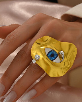 Vintage Blue Evil Eye Structured Finger Ring