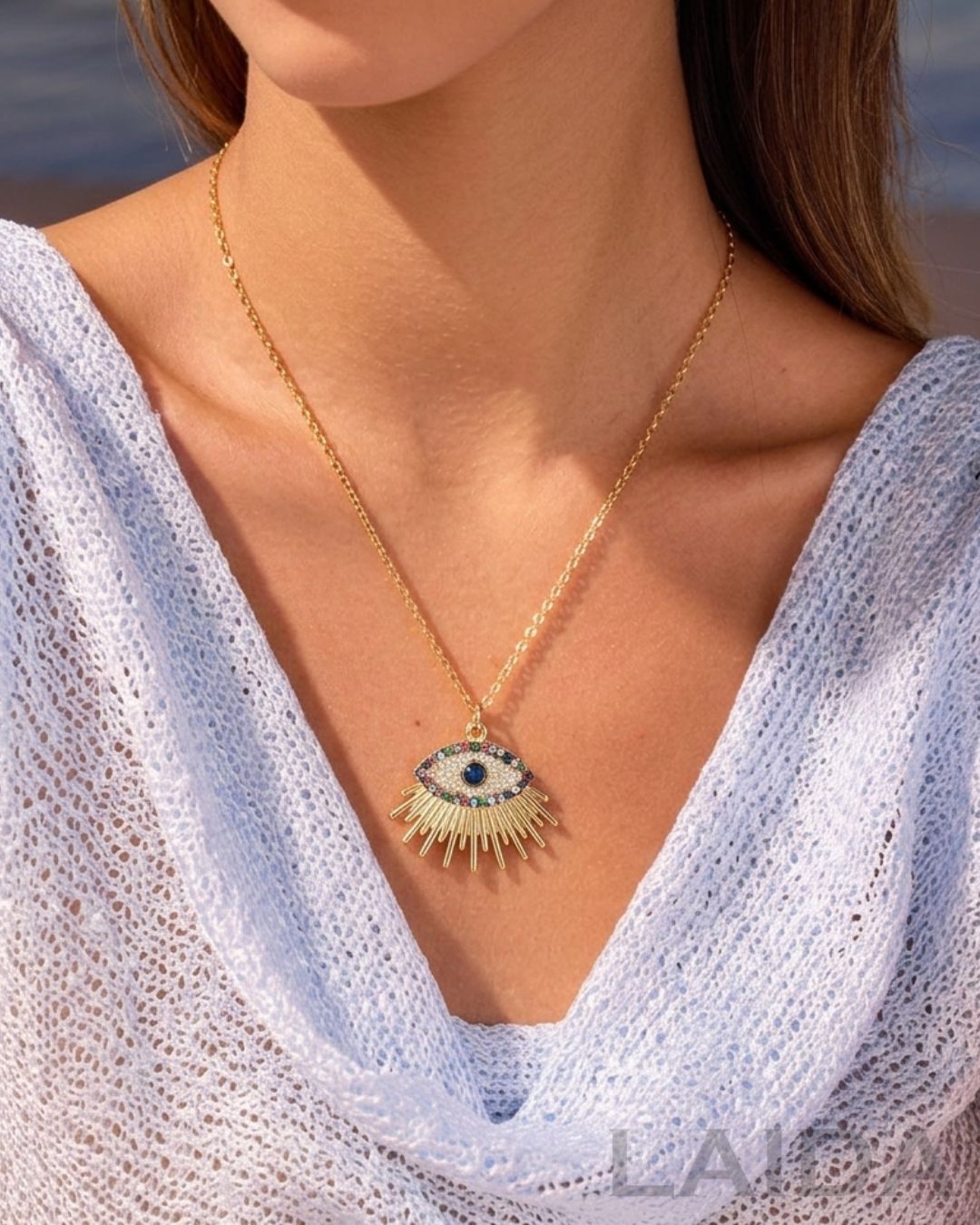 Unique Lashed Evil Eye Pendant