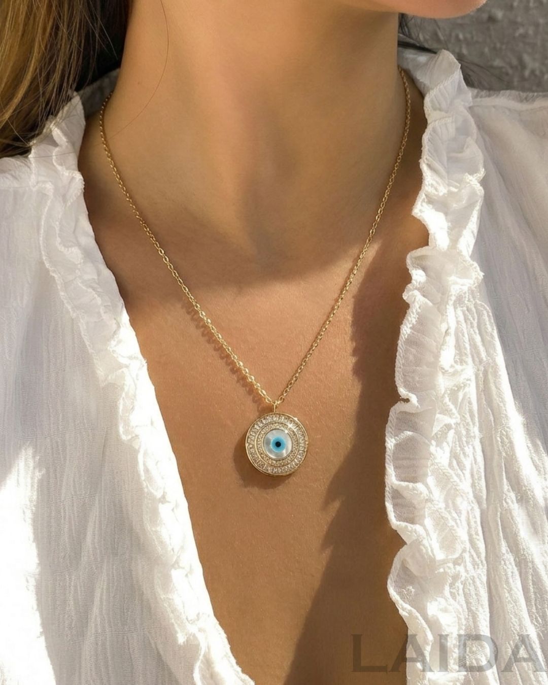 American Diamond Polki Evil Eye Pendant