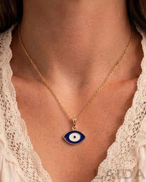 Gold Plated Blue Evil Eye Pendant