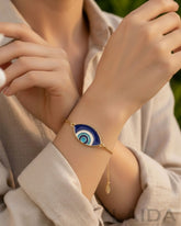 Oval Blue Evil Eye Gold Plated - Adjustable Bracelet