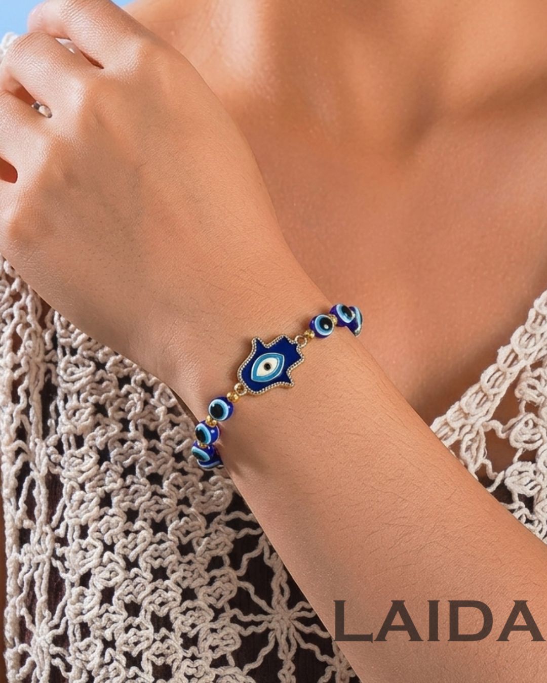 Stretchable Evil Eye Hamsa Bracelet