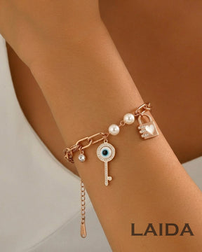 Evil Eye Key Lock - Link Bracelet