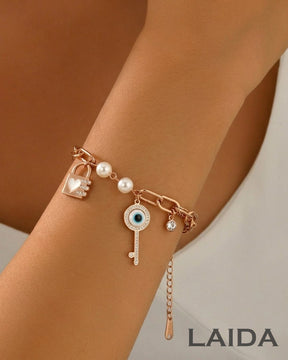 Evil Eye Key Lock - Link Bracelet