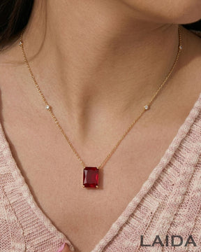 Square Maroon Stone Pendant