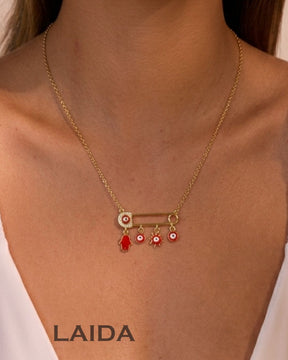 Safety Pin Hamsa Charm Pendant