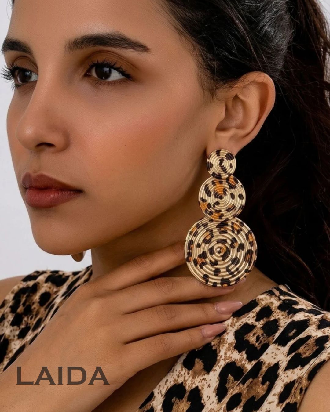 Animal Print Swirl Drop Earrings