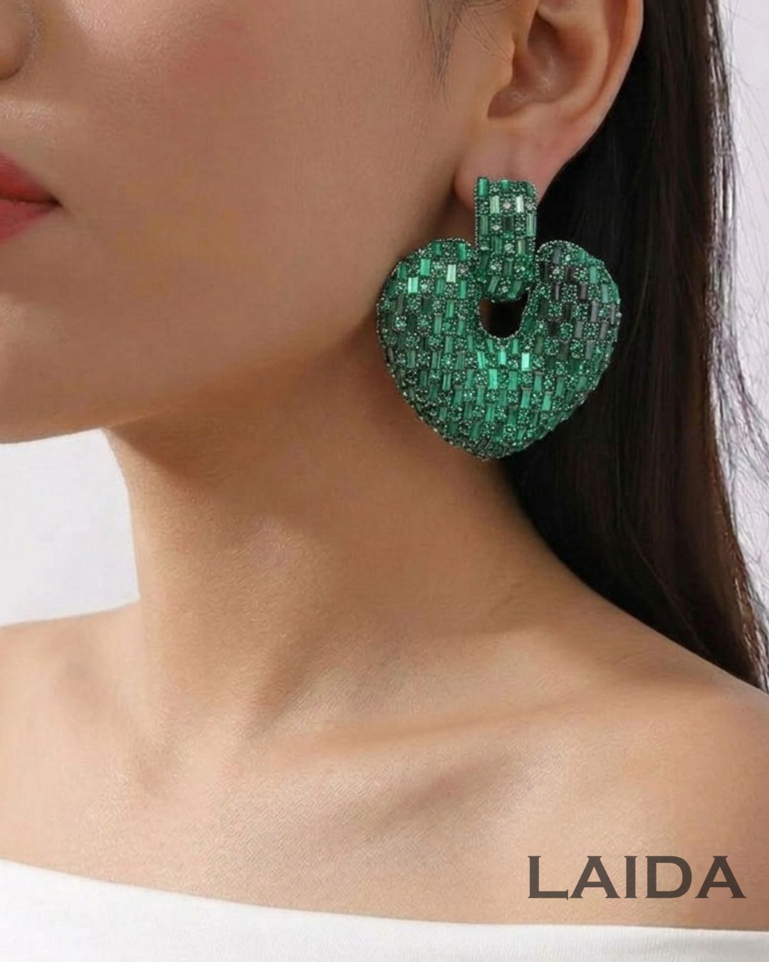 Bling Blogger Love Green Heart Earrings