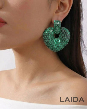 Bling Blogger Love Green Heart Earrings