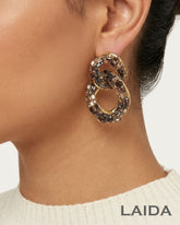 Bling Blogger Black And Golden Entangled Statement Earrings