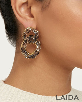 Bling Blogger Black And Golden Entangled Statement Earrings