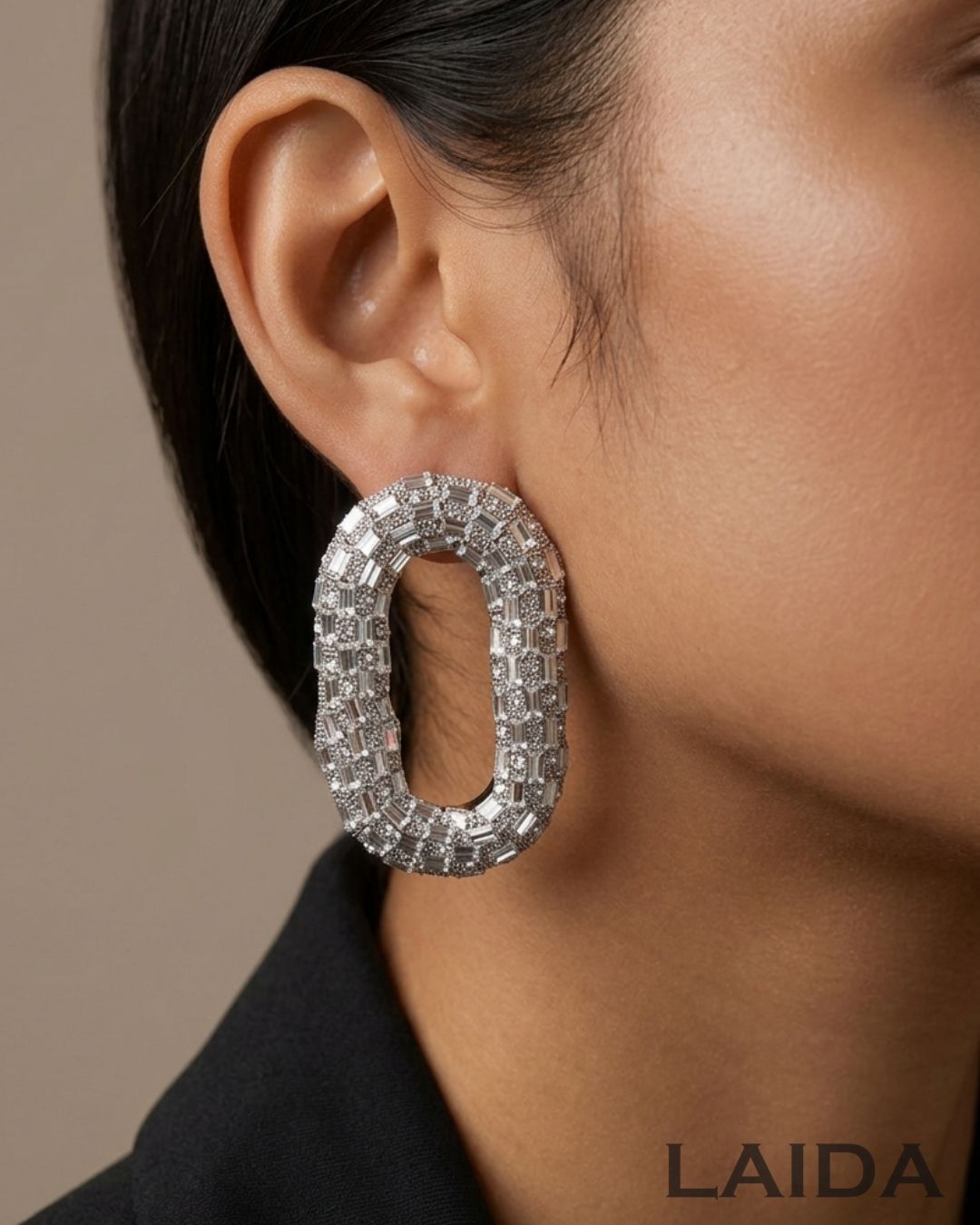 Bling Blogger Silver Oval Earrings