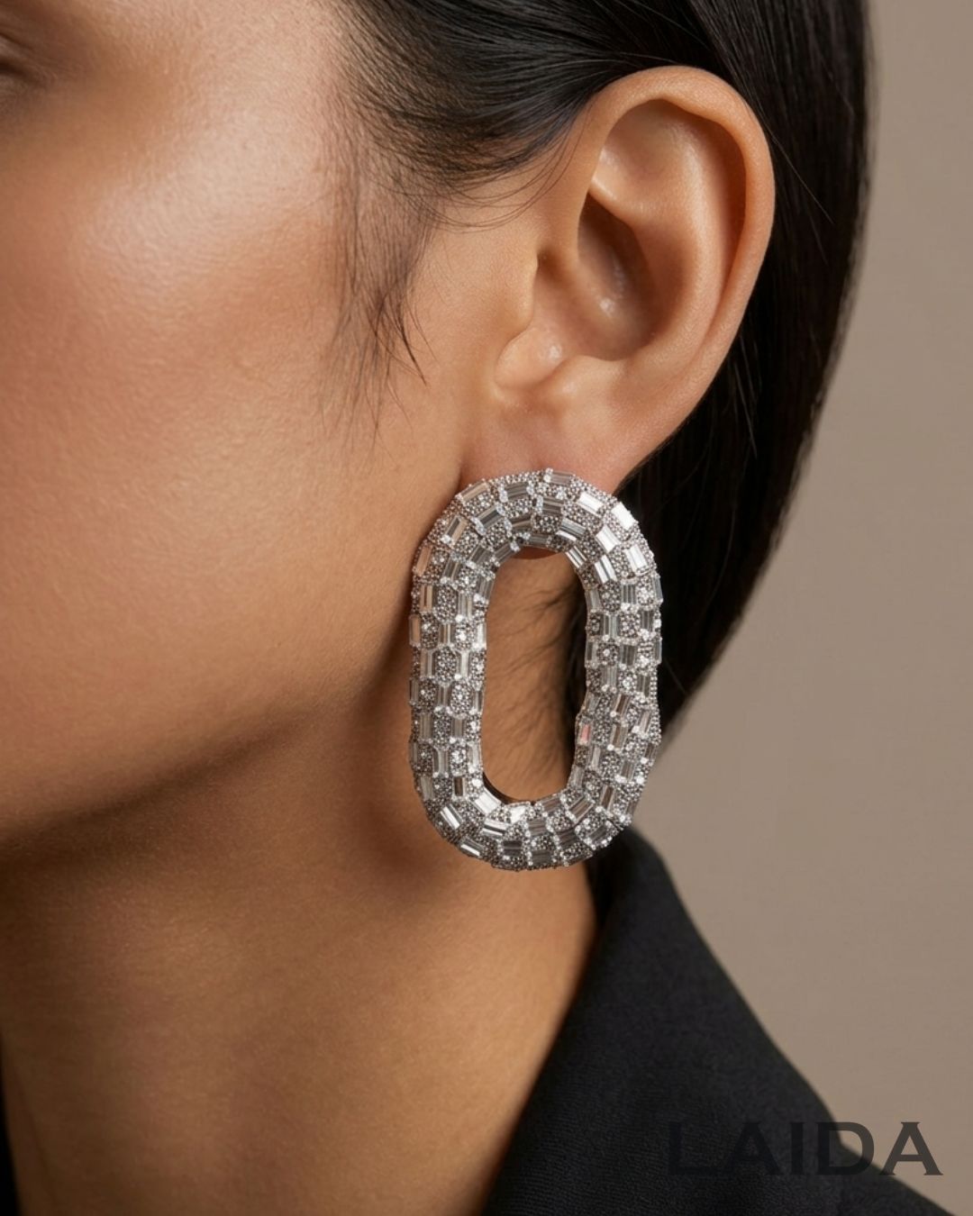 Bling Blogger Silver Oval Earrings