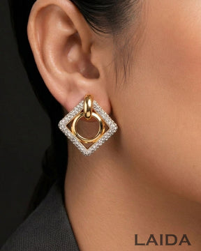 Bling Blogger Silver Rhombus Earrings