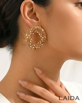 Bling Blogger Rust Golden Oval Earrings
