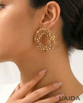 Bling Blogger Rust Golden Oval Earrings