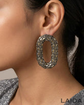 Bling Blogger Rhodium Oval Earrings