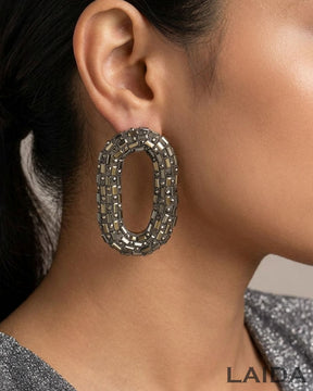 Bling Blogger Rhodium Oval Earrings