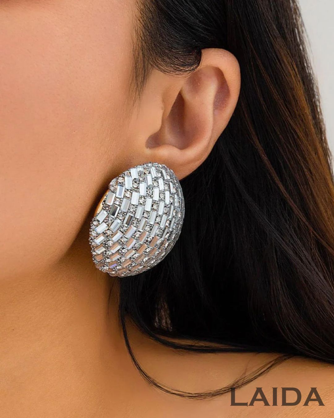 Bling Blogger Silver Stud Earrings - Big
