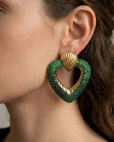 Bling Blogger Envy Green Heart Earrings