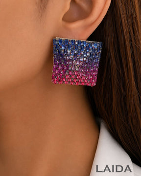 Bling Blogger Square Stud Earrings - Multi 2