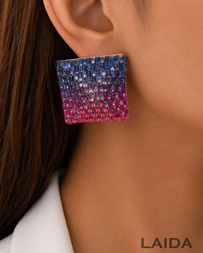Bling Blogger Square Stud Earrings - Multi 2