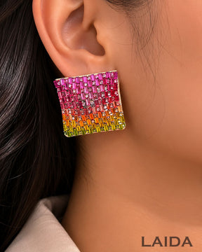 Bling Blogger Square Stud Earrings - Multi 1