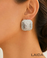 Bling Blogger Silver Square Earrings - Small