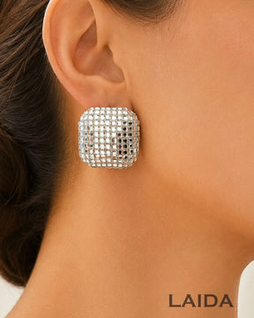 Bling Blogger Silver Square Earrings - Small