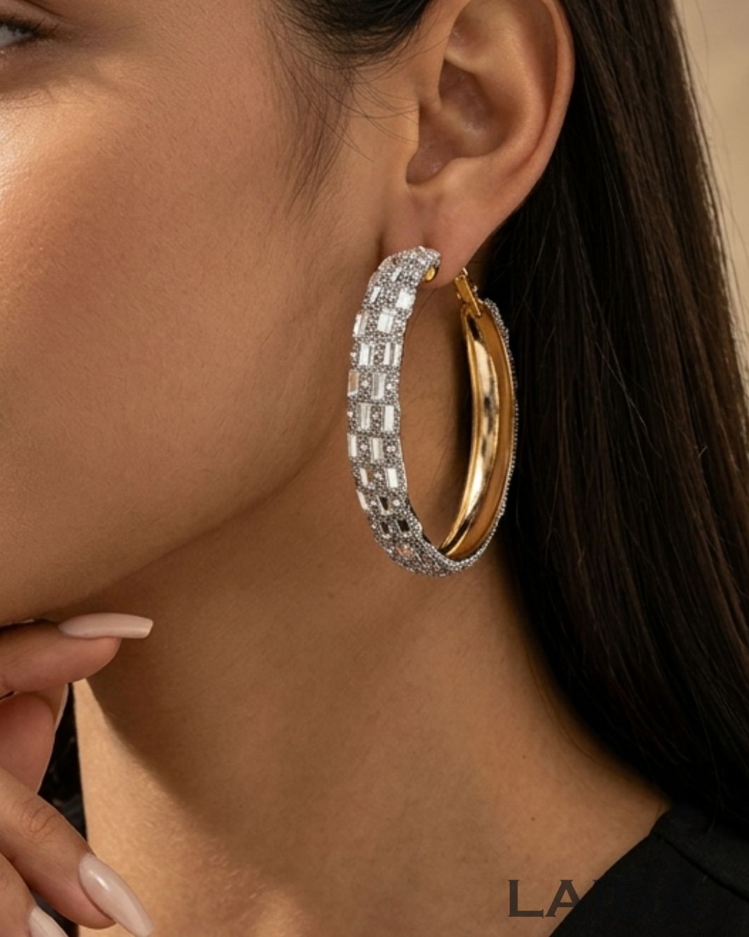 Zeno Bling Blogger Silver Oversized Hoop Earrings