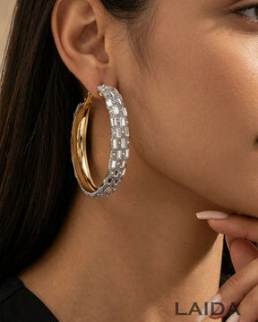 Zeno Bling Blogger Silver Oversized Hoop Earrings