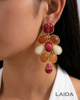 Minimalist Geometric Oval Resin Drop Earrings