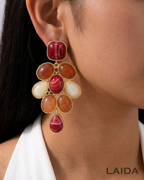 Minimalist Geometric Oval Resin Drop Earrings
