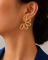 Half Floral Golden Stud Earrings