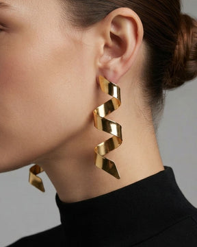 Golden Zig- Zag Drop Earrings