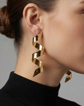 Golden Zig- Zag Drop Earrings