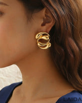 Modern Golden Circular Stud Earrings