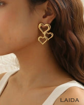 Heart Golden Drop Earrings