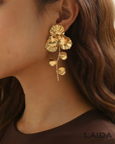 Flower Golden Metallic Earrings