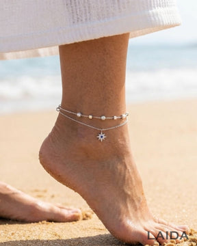 Silver Plated Star Evil Eye Anklet