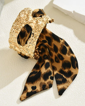 Golden Wide Animal Print Scarf Bracelet
