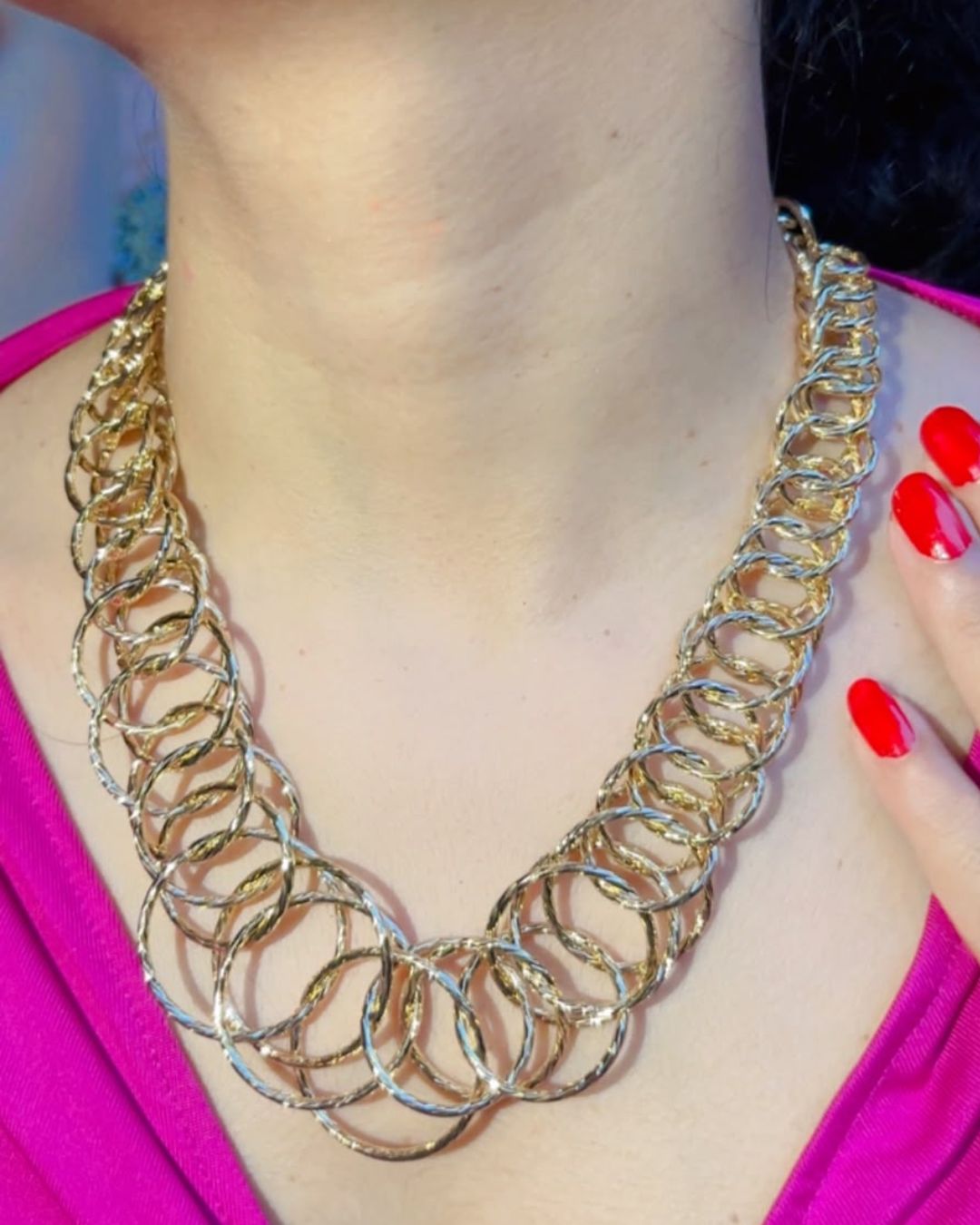 Minimalist Circular Rings Statement Necklace