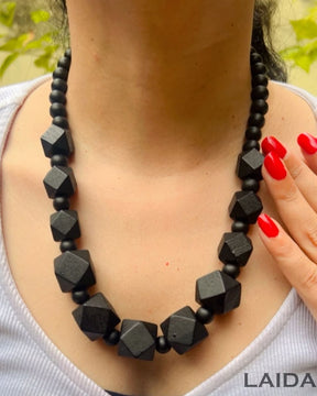Black Wooden Statement Necklace